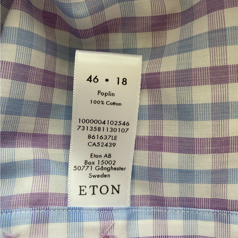 Eton Blue and Purple Dress Shirt Crisp Cotton - Picture 3 of 11